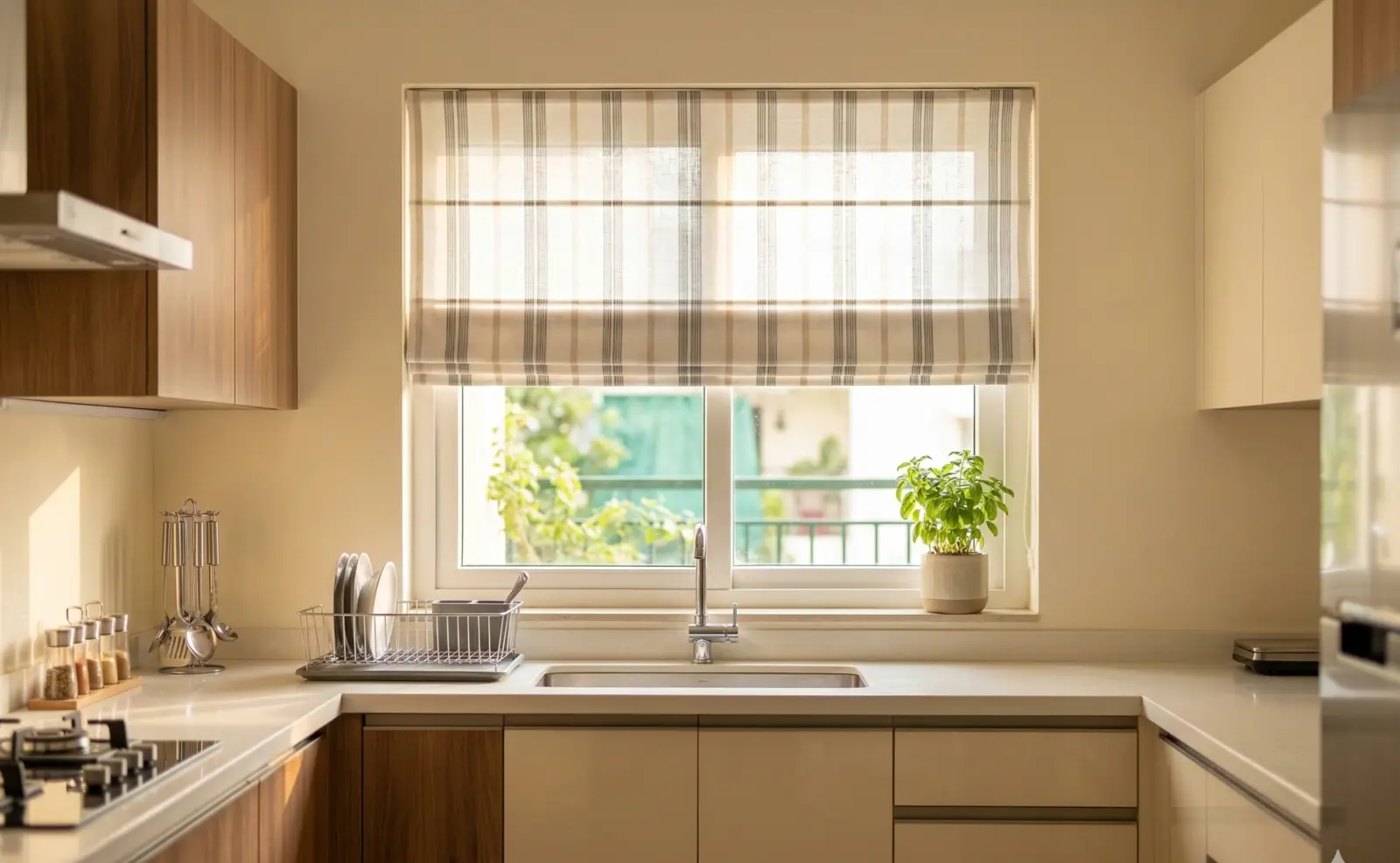 Striped Roman Blind · Kitchen