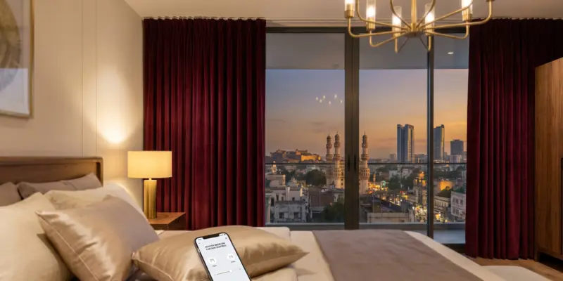 Motorised Curtains · Master Bedroom