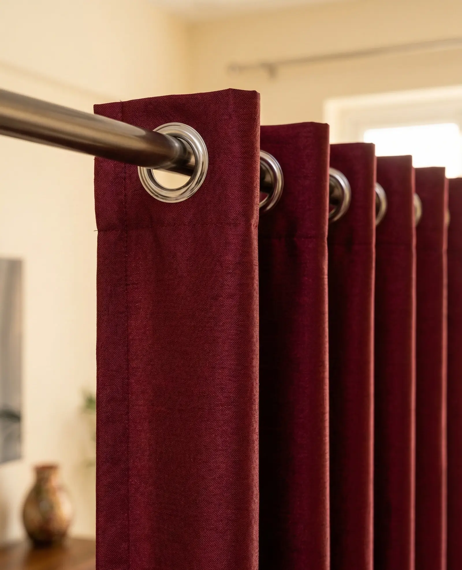 Maroon Eyelet Curtains