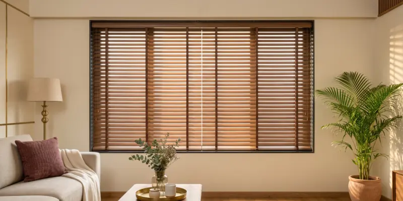 Wood-Grain Venetian · Living Room